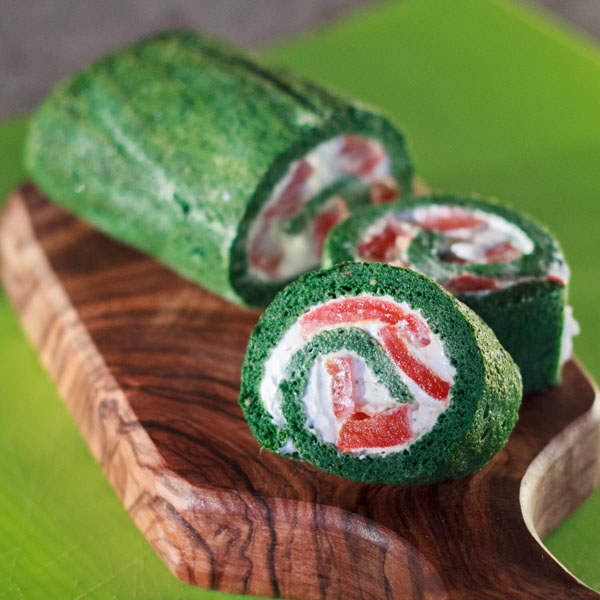 Spinach Roulade with Feta and  Roasted Red Peppers